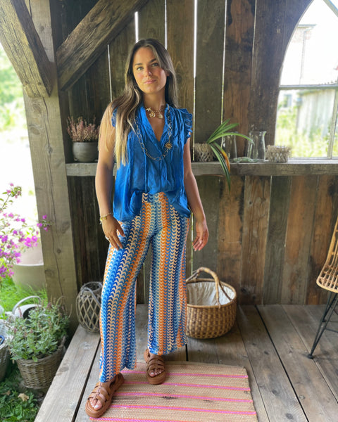 Pantalon bleu/orange - CHLORIA