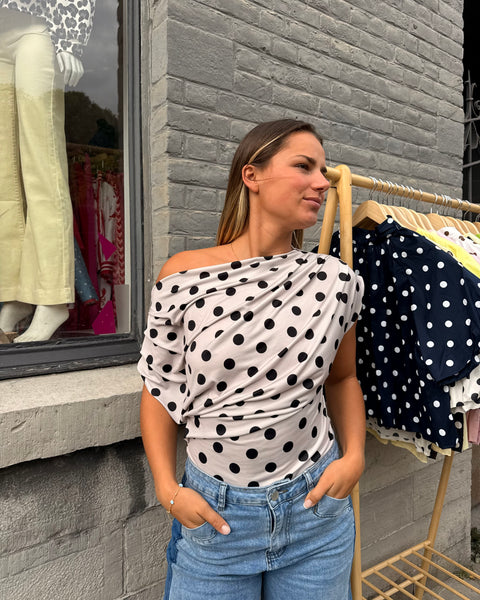Haut beige à pois - CLARA