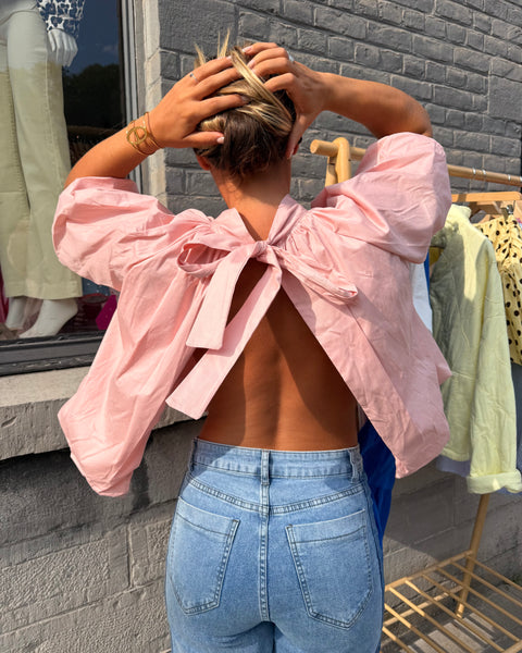 Blouse rose petites manches - ELINA