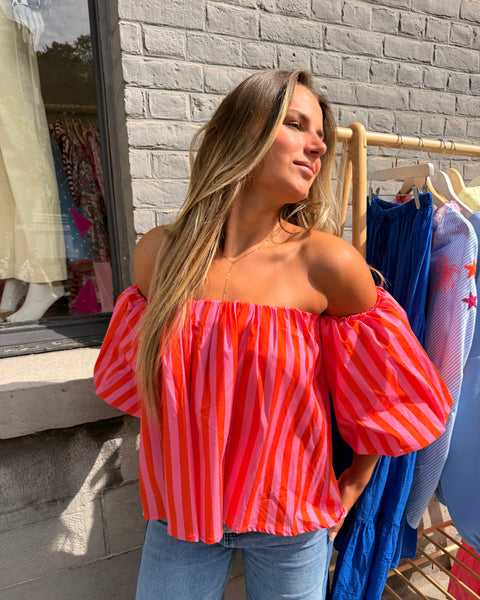 Haut bustier rose/orange - ANDIE