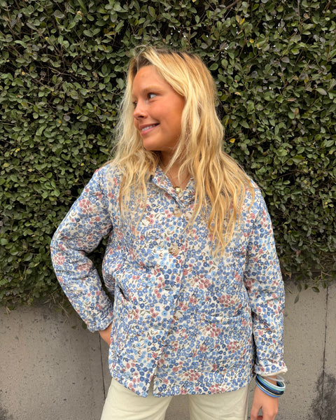 Sky blue jacket - floral print