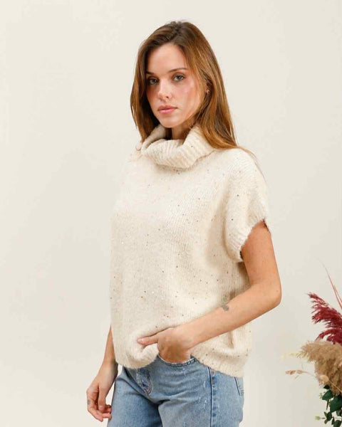 Col roulé sans manche - BEIGE