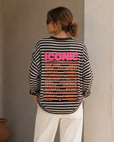 T-shirt manches longues chocolat - ICONIC