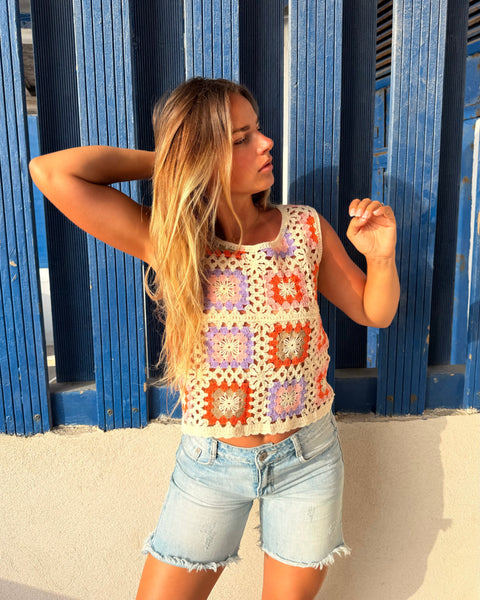 Top crochet Lila/orange - ZAZA