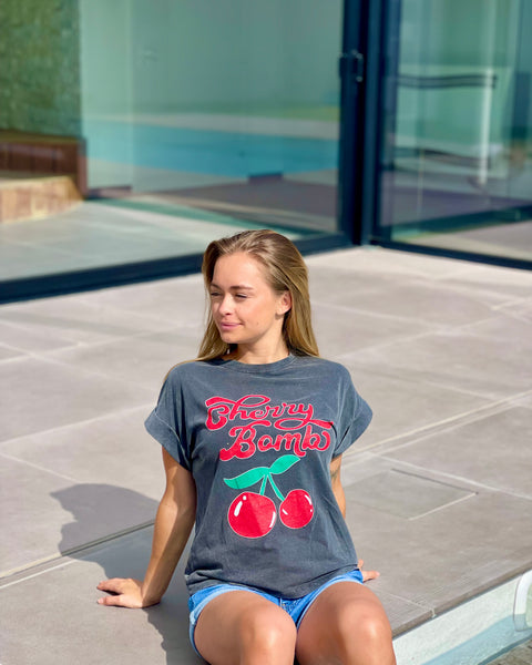 T-shirt gris - CHERRY BOMB