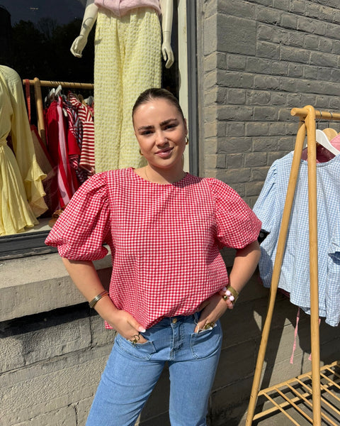 Blouse à carreaux rouge - ANDIE