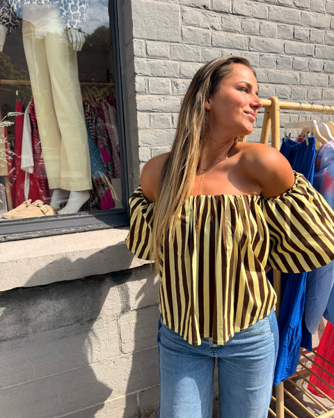Haut bustier jaune/choco - ANDIE