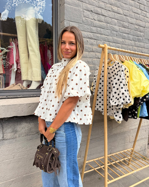 Blouse blanche à pois - ELINA