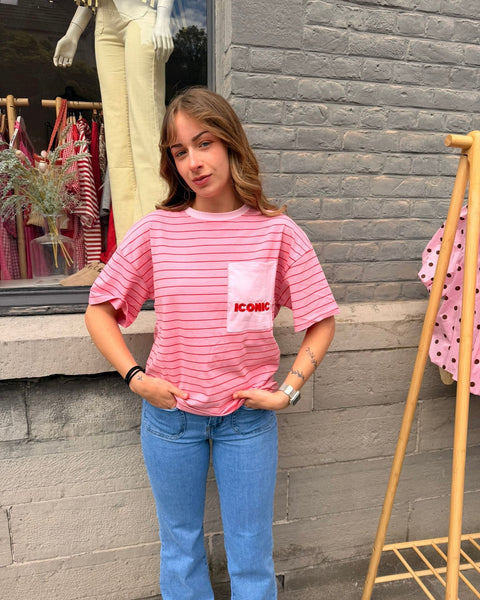 T-shirt ligné rouge - ICONIC