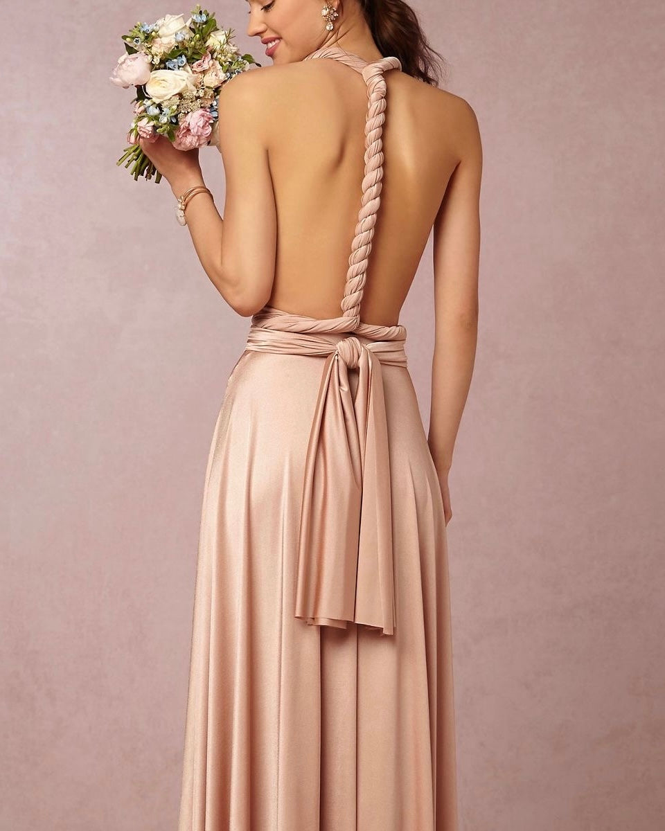 Robe champagne satinée - NELLE