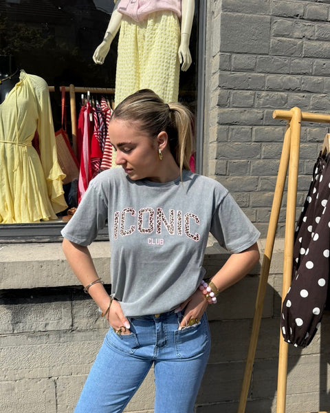 T-shirt gris léopard - ICONIC