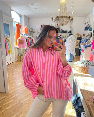 Chemisier ligné - ROSE FLUO