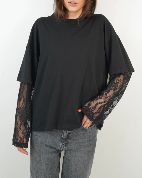 T-shirt dentelle noir - CLEMENT