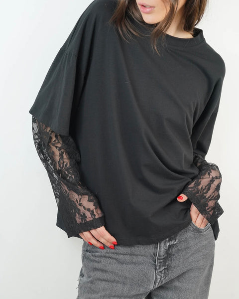 T-shirt dentelle noir - CLEMENT