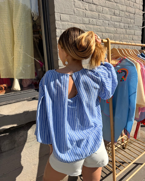 Blouse bleu ligné - ELINA