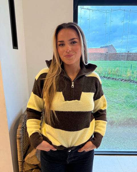 Pull jaune et marron - CASSTIYA