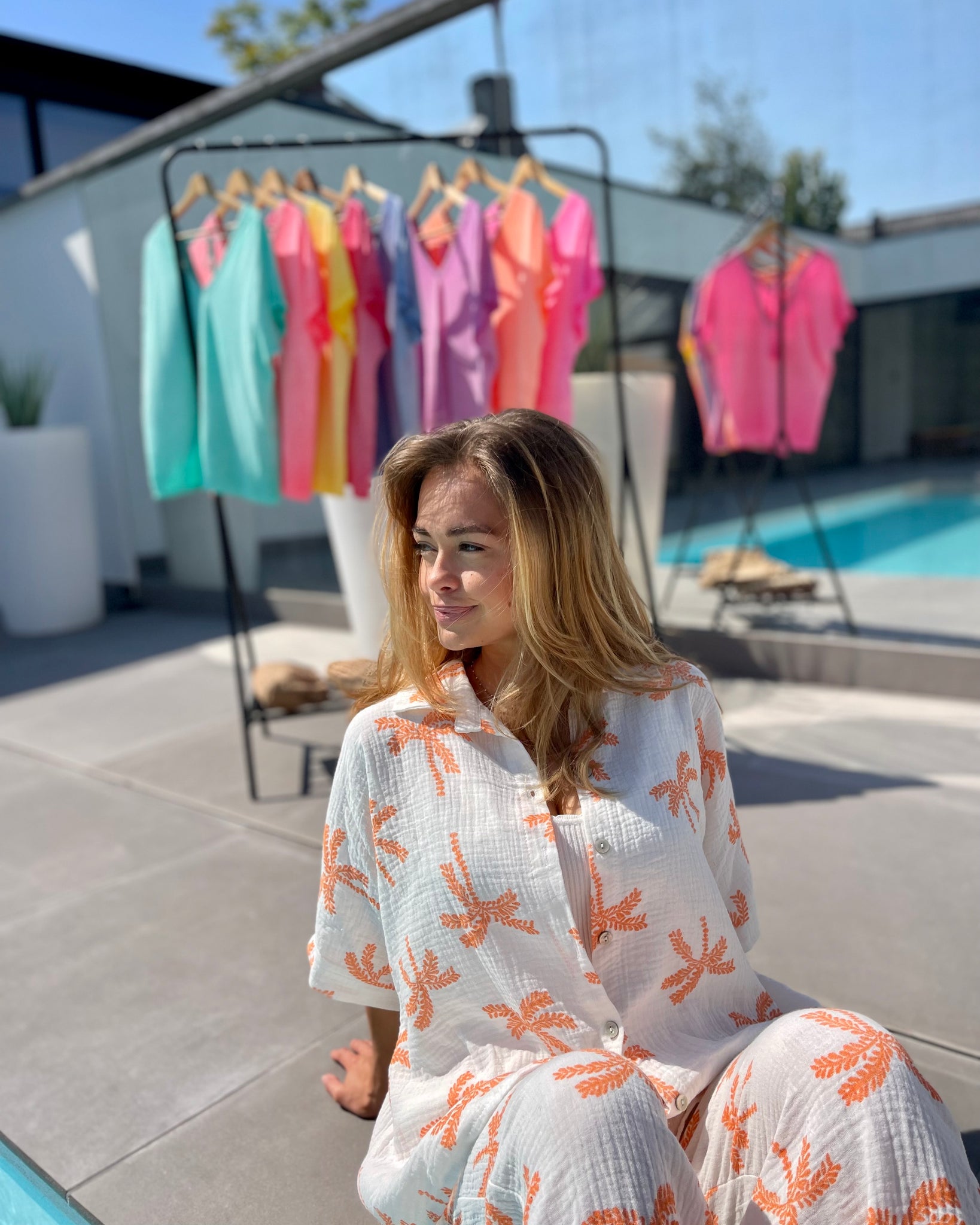 Chemise palmier - ORANGE