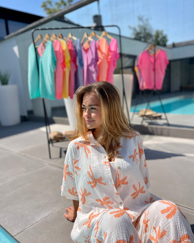 Chemise palmier - ORANGE
