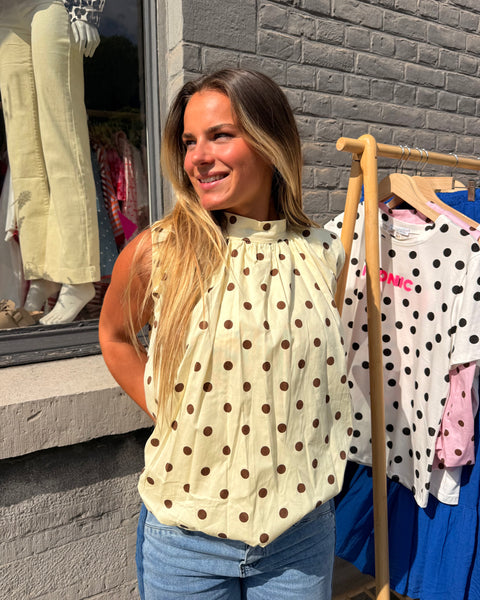 Blouse jaune/choco - ELINA