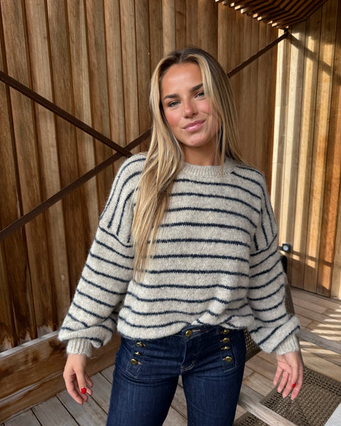 Pull beige lignée - MAYA