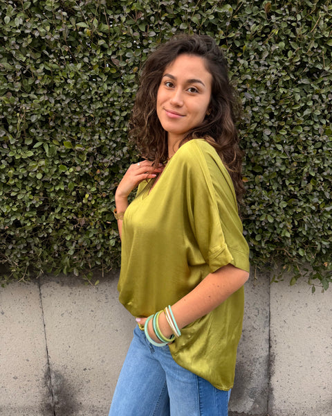 Satin T-shirt - Anise Green