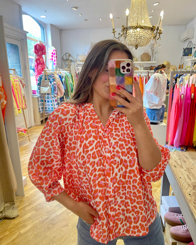 Chemisier orange léopard - MAYALIA