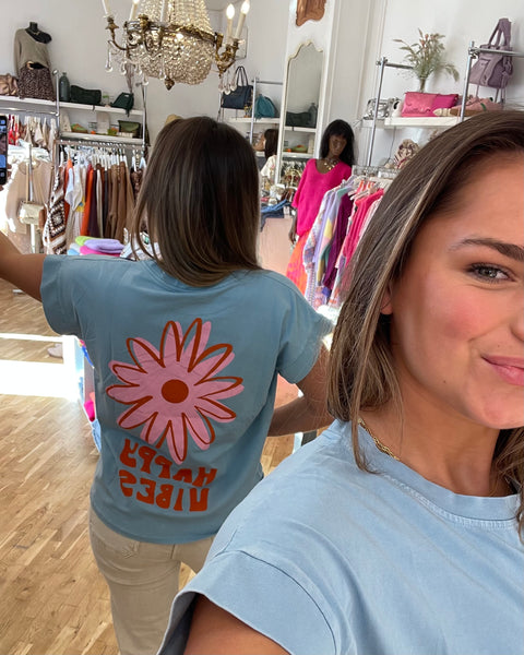 T-shirt bleu ciel - HAPPY VIBES
