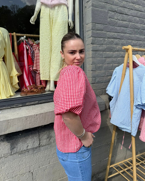 Blouse à carreaux rouge - ANDIE