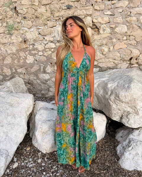 Robe émeraude dos nu - SÉRÉNA