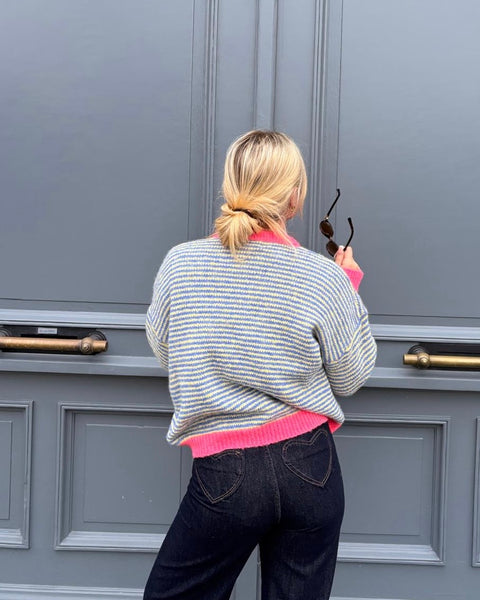 Pull bleu/jaune/rose - KAM