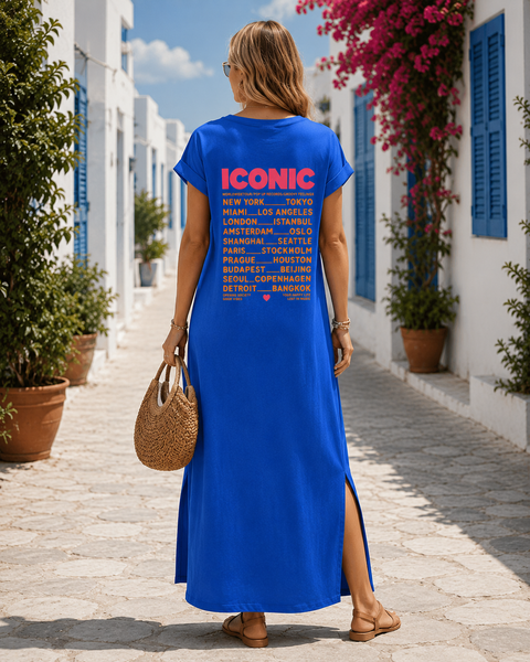 Robe longue t-shirt bleu - ICONIC