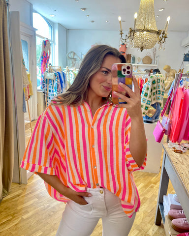 Chemise lignée - orange