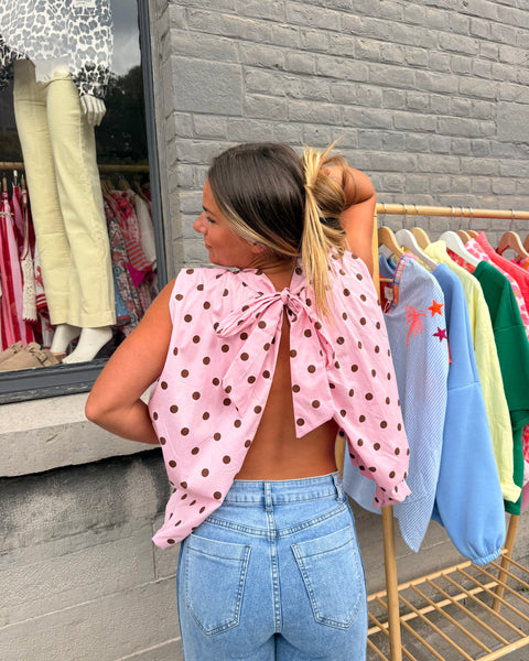 Blouse rose à pois - ELINA