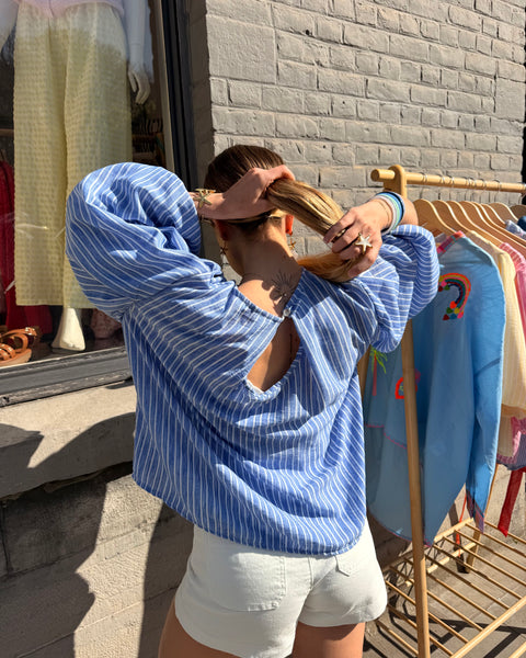 Blouse bleu ligné - ELINA