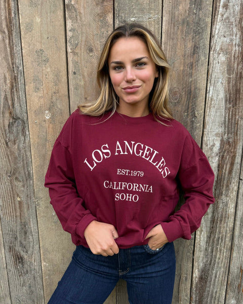 Sweat-shirt bordeaux - LOS ANGELES