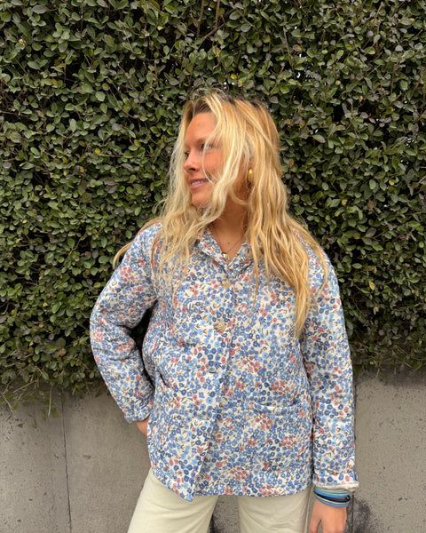 Sky blue jacket - floral print