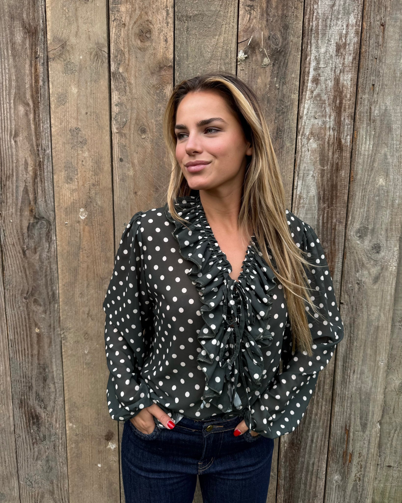 Chemisier petits pois - NOIR