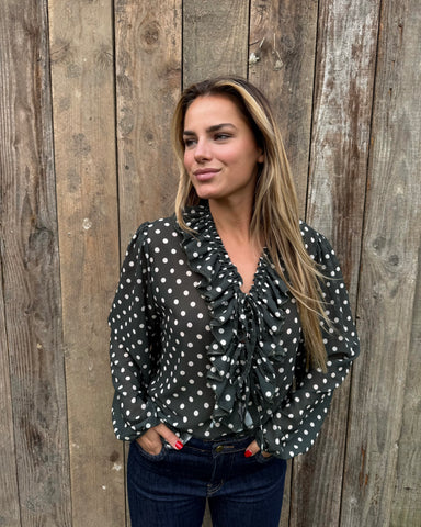 Chemisier petits pois - NOIR