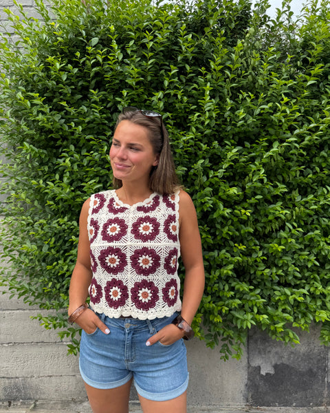 Top crochet bordeaux - ZAZA