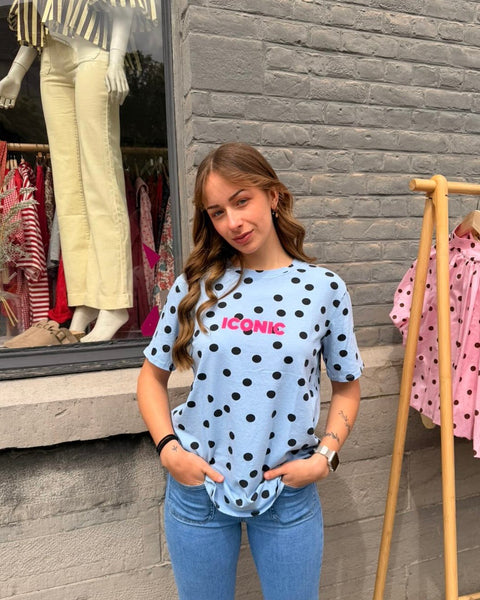 T-shirt à pois bleu - ICONIC