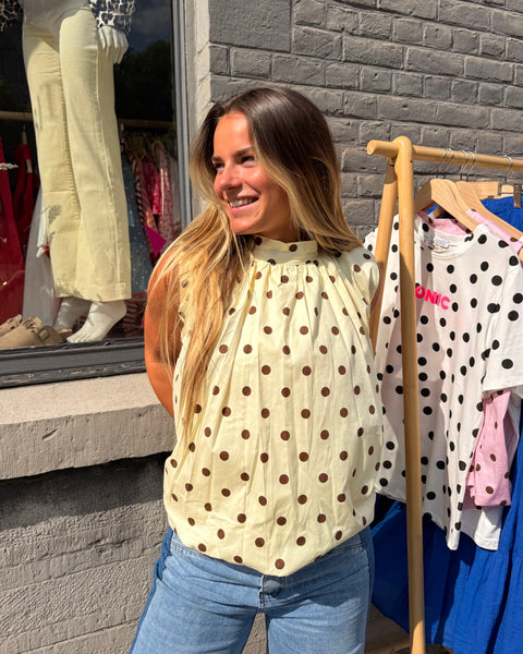 Blouse jaune/choco - ELINA