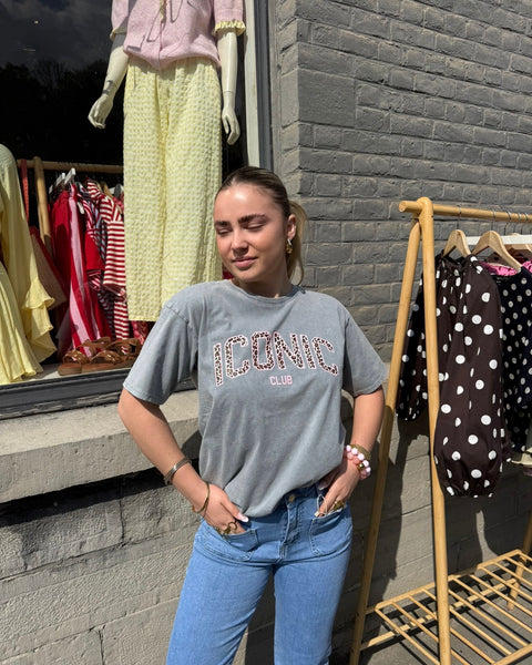 T-shirt gris léopard - ICONIC