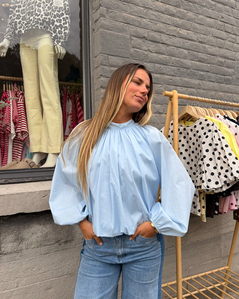 Blouse manches longues bleue - ELINA