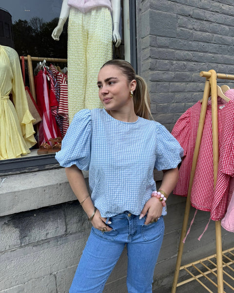Blouse à carreaux bleu - ANDIE