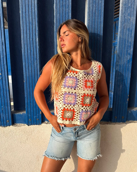 Top crochet Lila/orange - ZAZA