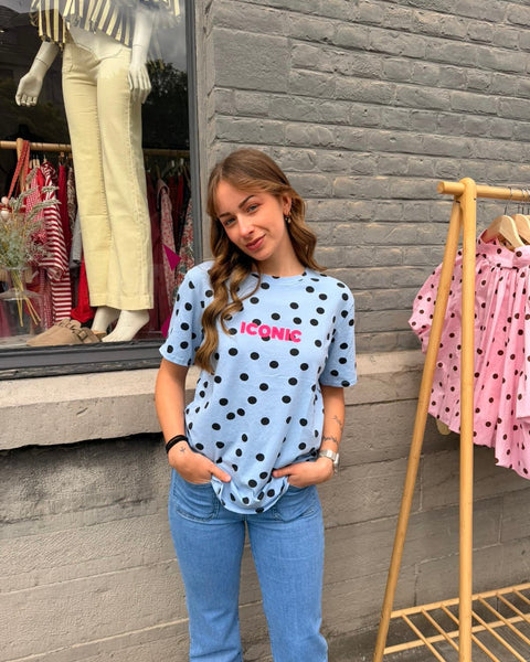 T-shirt à pois bleu - ICONIC