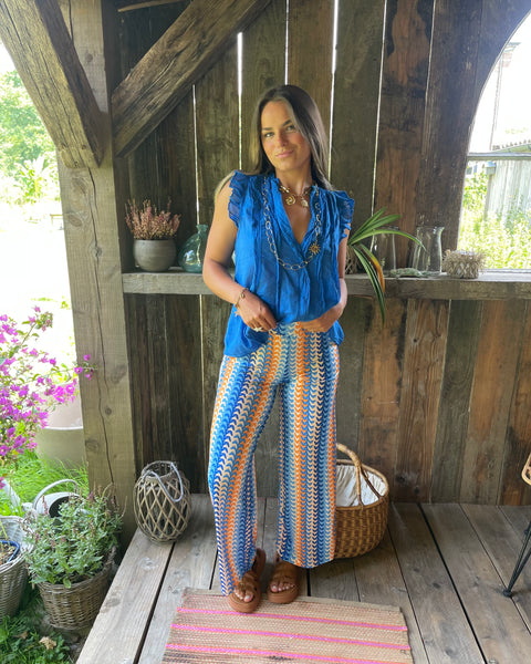 Pantalon bleu/orange - CHLORIA