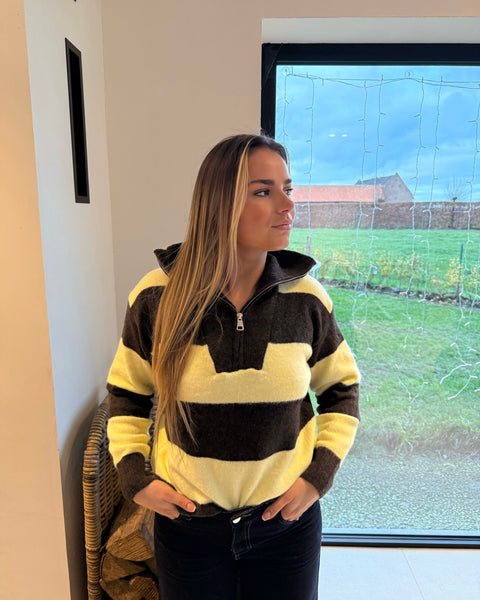 Pull jaune et marron - CASSTIYA