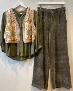 Pantalon velour kaki - JILL