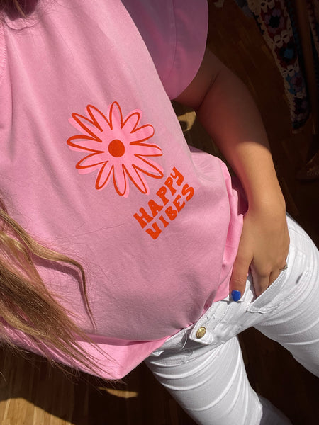 T-shirt rose - HAPPY VIBES
